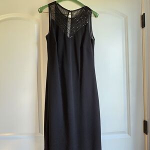 Evan Picone Black Midi Dress with Sheer Accents